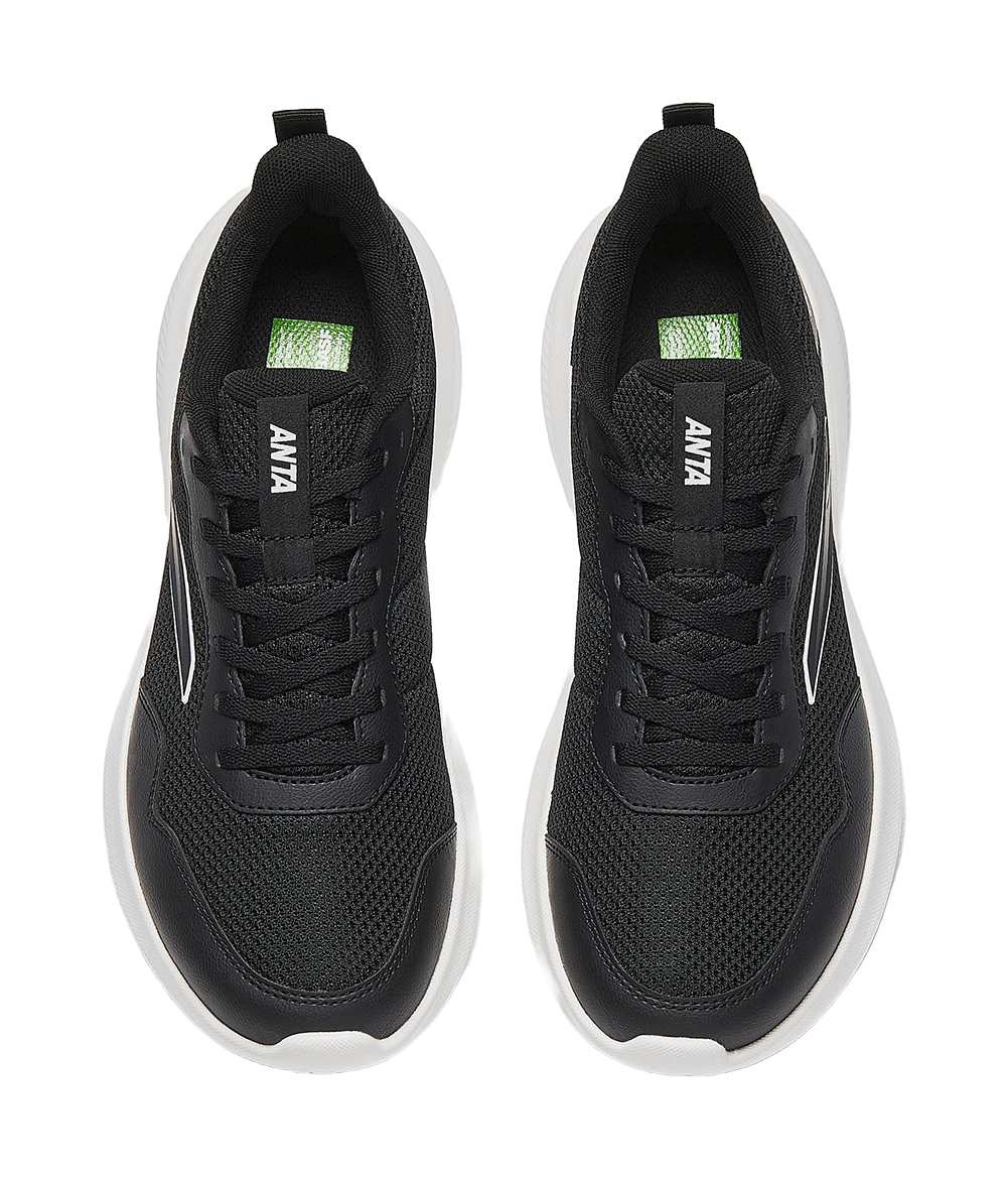 Anta Cushioning, Breathable, Slip Resistant Low top City Commute Running Shoes Men's Basic Black/Papyrus White 