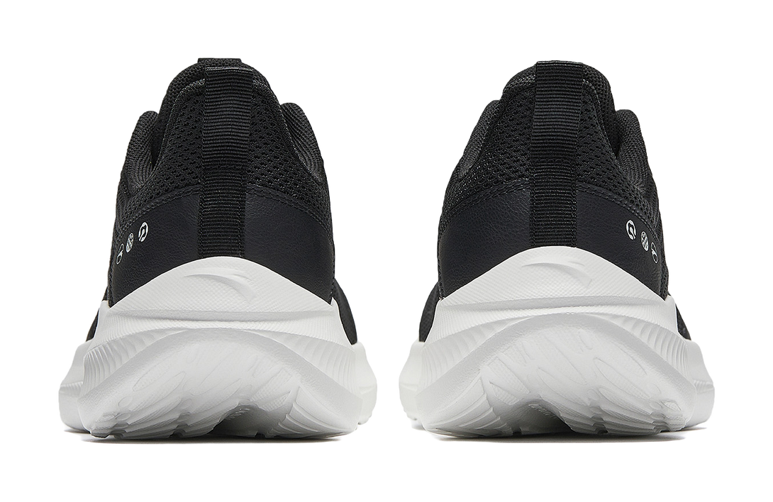 Anta Cushioning, Breathable, Slip Resistant Low top City Commute Running Shoes Men's Basic Black/Papyrus White 