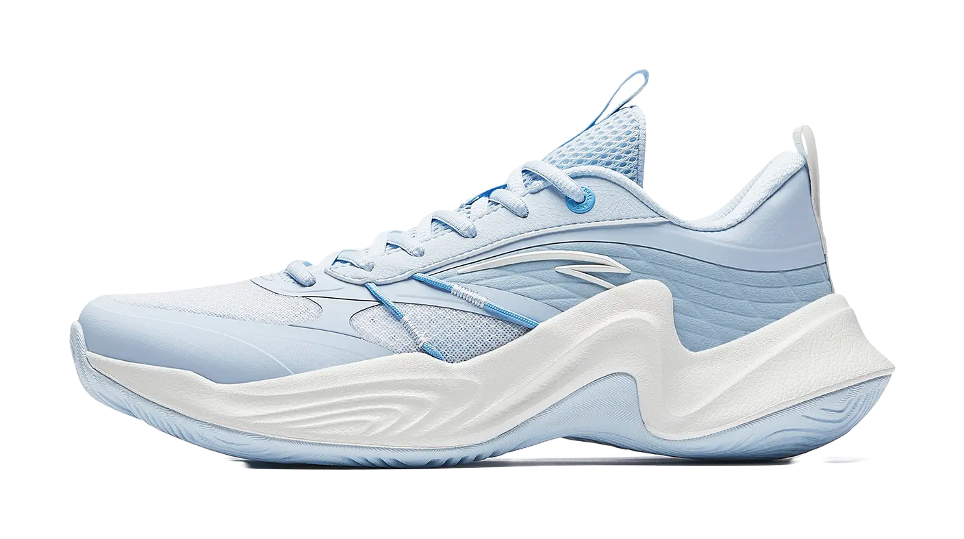 Anta Heat Wave Ice Crystal Abrasion Resistant Slip Resistant Low top Basketball Shoes Mens Moonlight Ice Blue 
