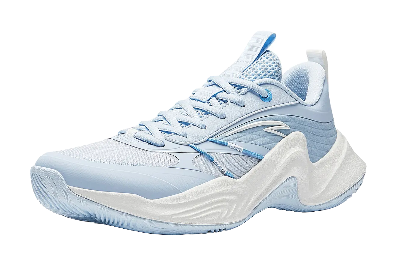 Anta Heat Wave Ice Crystal Abrasion Resistant Slip Resistant Low top Basketball Shoes Mens Moonlight Ice Blue 