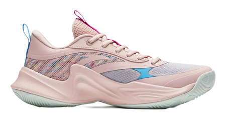 Anta Heat Wave Slip Resistant Abrasion Resistant Low top Basketball Shoes Mens Pink Blue 