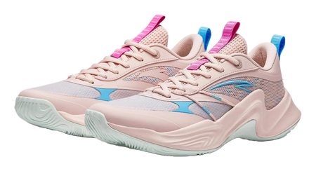 Anta Heat Wave Slip Resistant Abrasion Resistant Low top Basketball Shoes Mens Pink Blue 