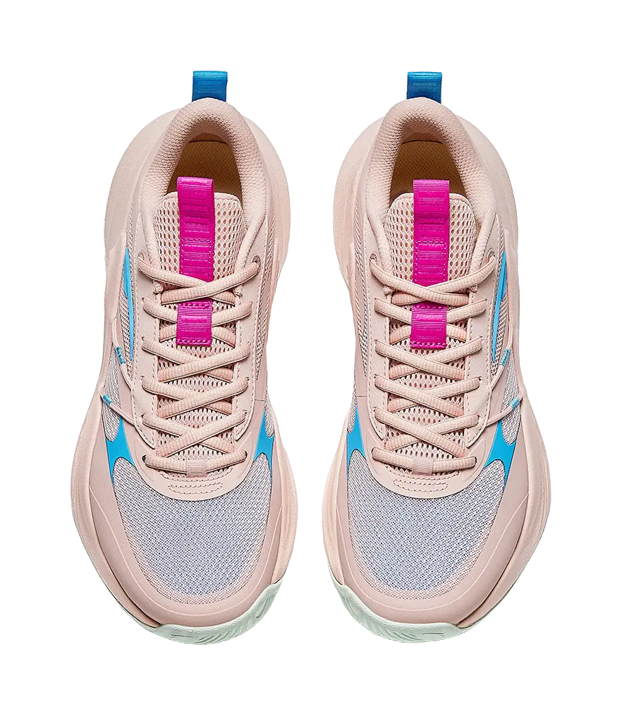 Anta Heat Wave Slip Resistant Abrasion Resistant Low top Basketball Shoes Mens Pink Blue 