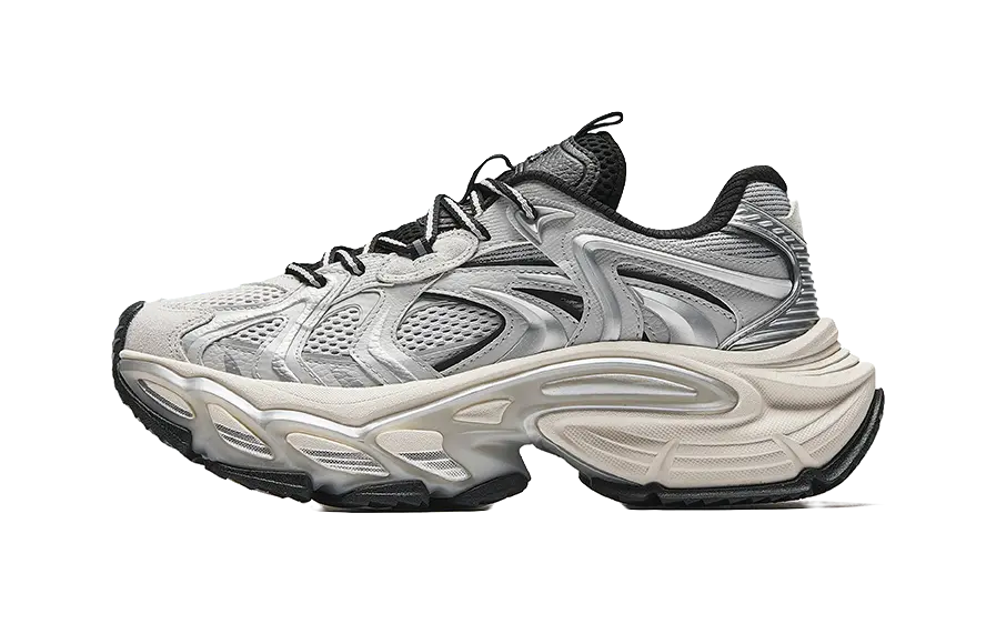 Anta Height Increasing Wear-Resistant Slip-Resistant Low-Top Chunky Sneakers Men's Silver  VJSNEAKER