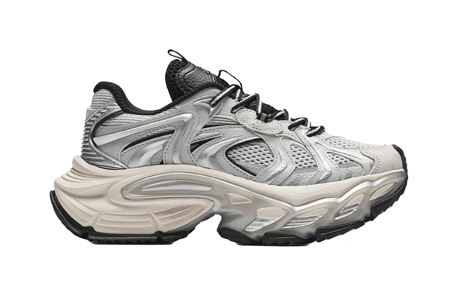 Anta Height Increasing Wear-Resistant Slip-Resistant Low-Top Chunky Sneakers Men's Silver  VJSNEAKER