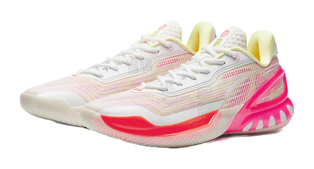 Anta Instant Zap 3 Peach Ice Tea - Men's Low-Top Basketball Shoes White Pink Orange  VJSNEAKER