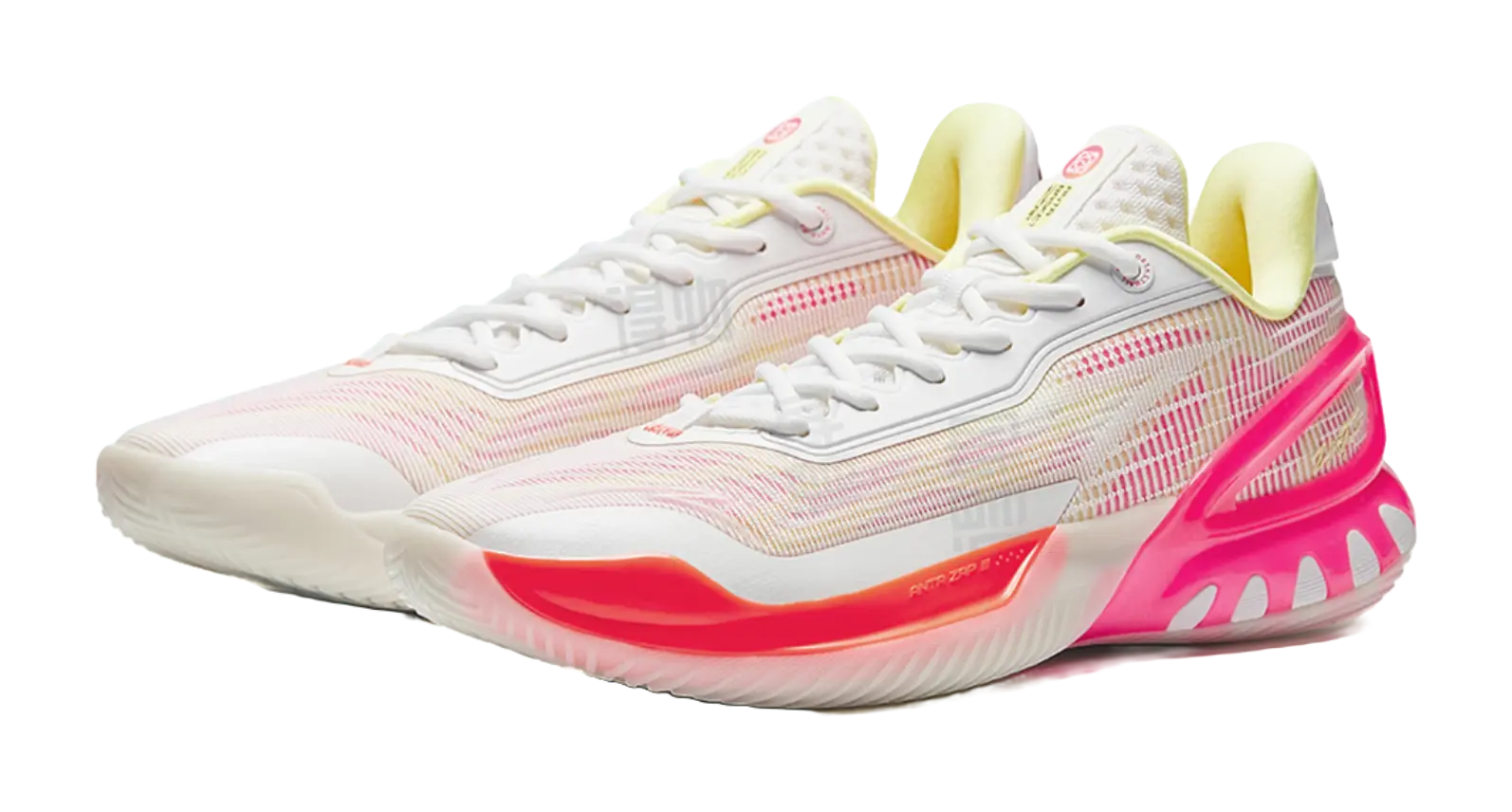 Anta Instant Zap 3 Peach Ice Tea - Men's Low-Top Basketball Shoes White Pink Orange  VJSNEAKER