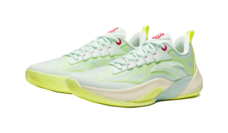 Anta Instantaneous 1 Cushioning Wear-Resistant Low-Top Basketball Shoes Mens White Yellow Green  vjsneaker.com