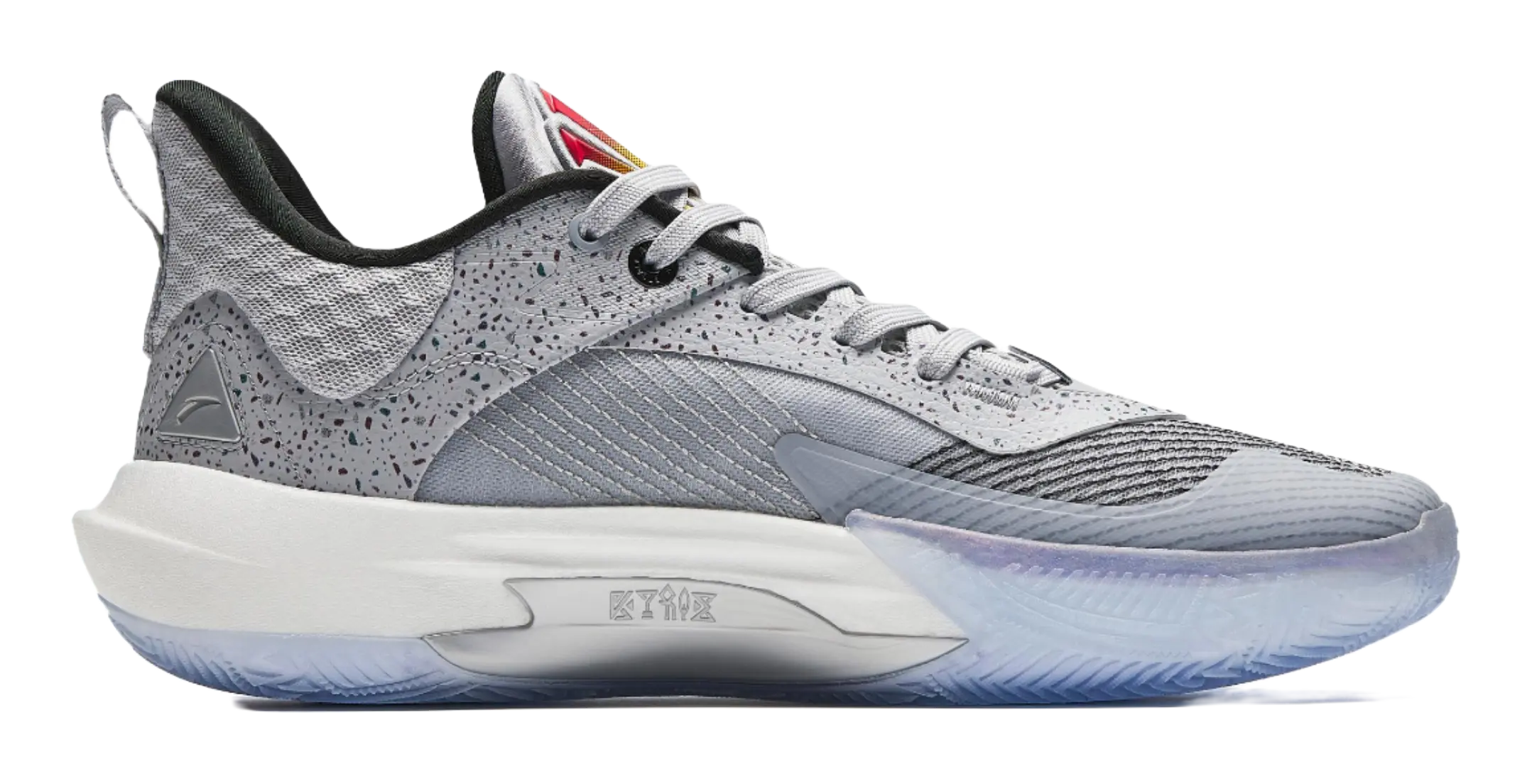 Anta Irving Series Slip-Resistant Cushioning Support Low-Top Basketball Shoes Mens Gray Black Red 