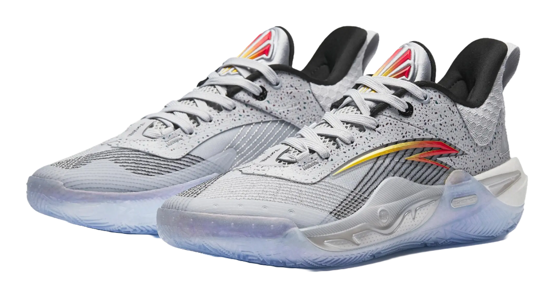 Anta Irving Series Slip-Resistant Cushioning Support Low-Top Basketball Shoes Mens Gray Black Red 