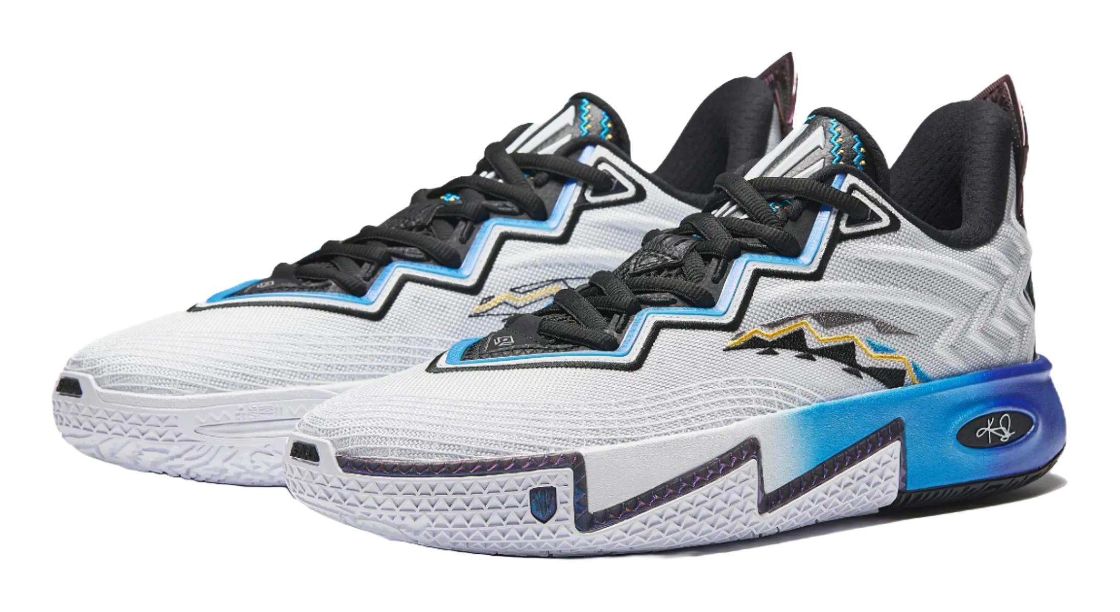 Anta KAI 2 Cushioning, Abrasion Resistant, And Resilient Properties Low Top Basketball Shoes Mens White Black Blue 