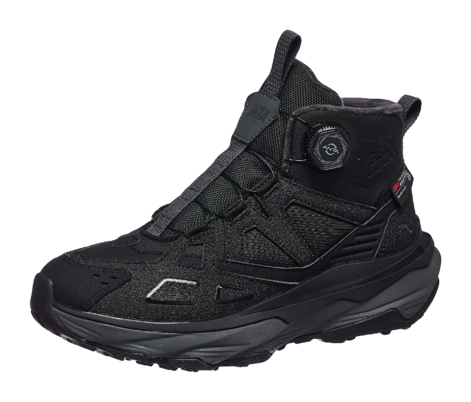Anta Leap 2nd Generation Slip Resistant, Abrasion Resistant, Thermal High top Casual Shoes Mens Basic Black  vjsneaker.com