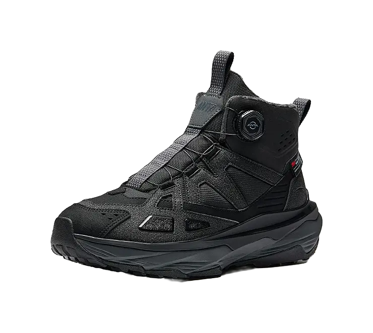 Anta Leap 2nd Generation Slip Resistant, Abrasion Resistant, Thermal High top Casual Shoes Mens Basic Black  vjsneaker.com