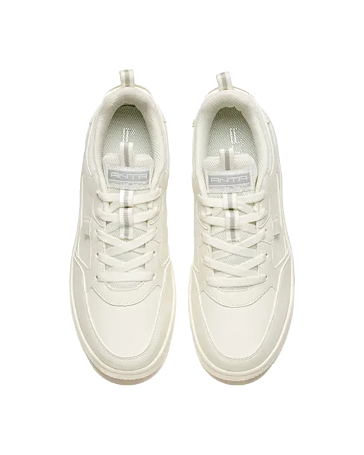 Anta Life Collection Coverage Slip Resistant And Abrasion Resistant Low top Skateboard Shoes Women's Ecru 