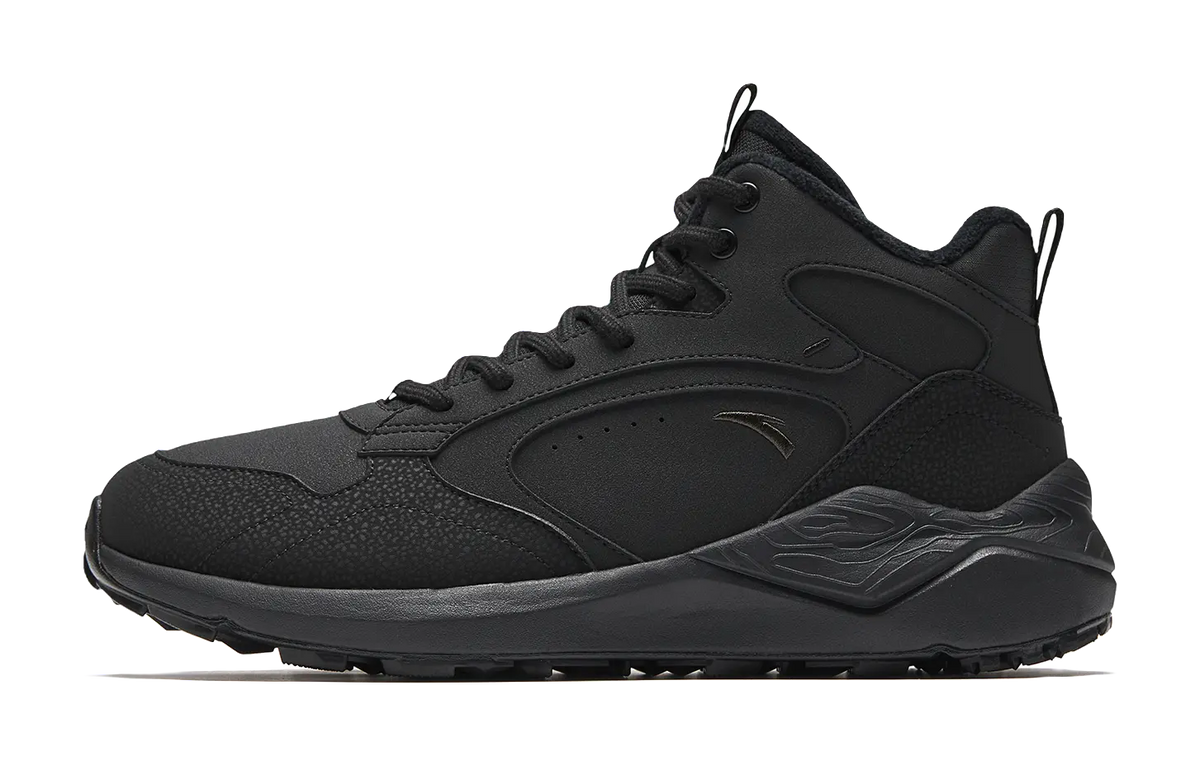 Anta Pedal Island Cushioning Slip Resistant Abrasion Resistant High top Casual Shoes Mens Basic Black  vjsneaker.com