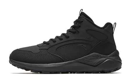 Anta Pedal Island Cushioning Slip Resistant Abrasion Resistant High top Casual Shoes Mens Basic Black  vjsneaker.com