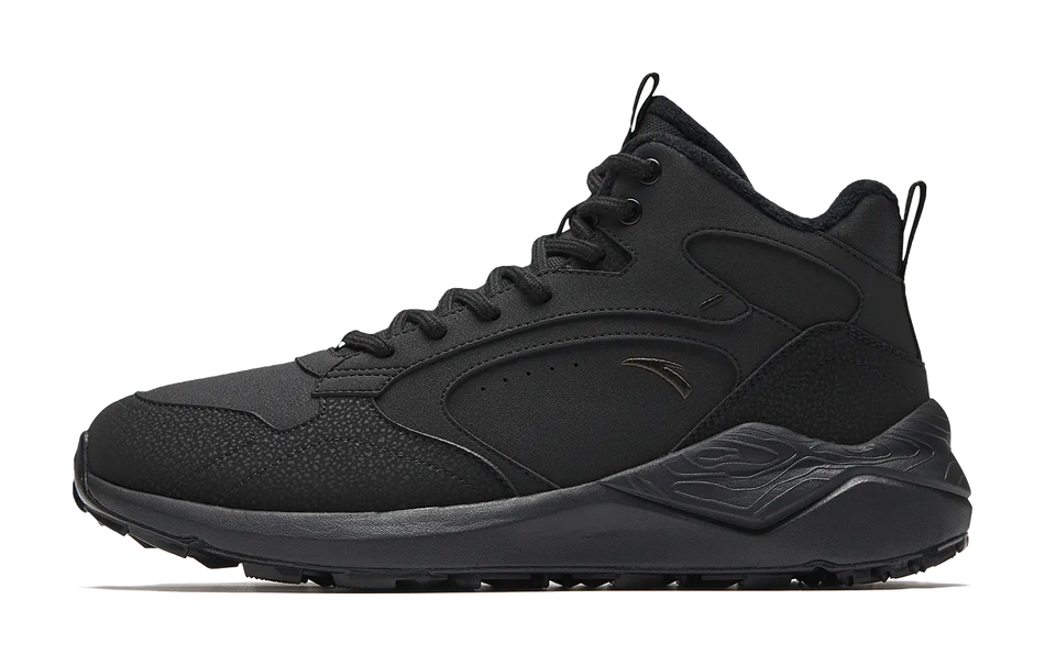 Anta Pedal Island Cushioning Slip Resistant Abrasion Resistant High top Casual Shoes Mens Basic Black  vjsneaker.com