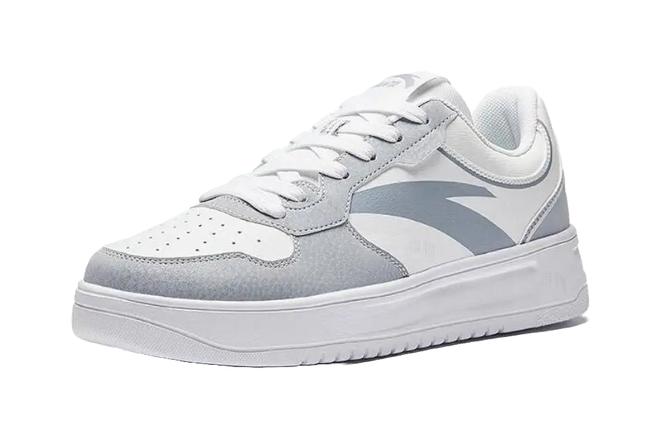 Anta Relaxed Slip Resistant Abrasion Resistant Low top Skateboard Shoes Mens White Gray  vjsneaker.com