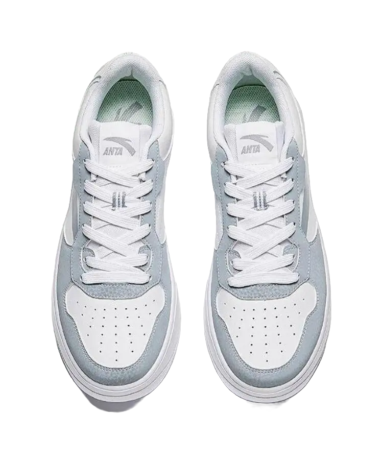 Anta Relaxed Slip Resistant Abrasion Resistant Low top Skateboard Shoes Mens White Gray  vjsneaker.com