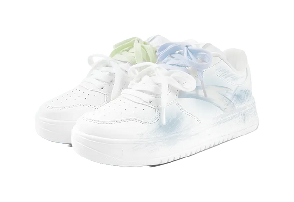 Anta Relaxed Slip Resistant Abrasion Resistant Low top Skateboard Shoes Unisex Blue Green Mismatched 