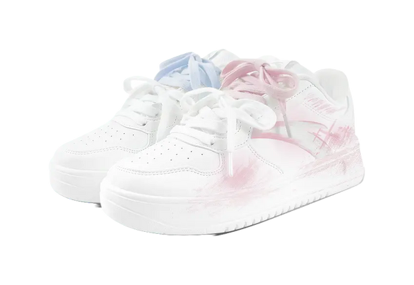 Anta Relaxed Slip Resistant Abrasion Resistant Low top Skateboard Shoes Unisex Blue Pink Mismatched 