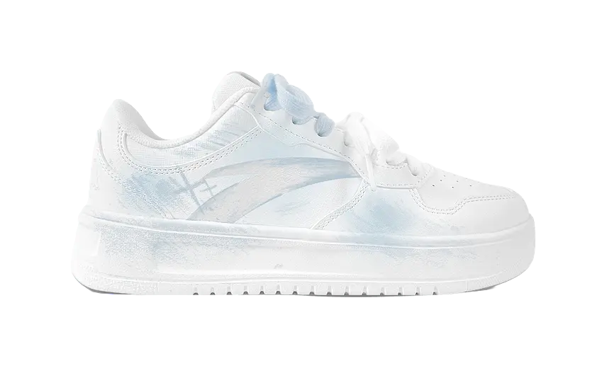 Anta Relaxed Slip Resistant Abrasion Resistant Low top Skateboard Shoes Unisex Blue Pink Mismatched 