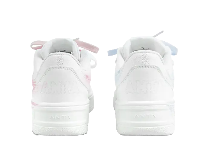 Anta Relaxed Slip Resistant Abrasion Resistant Low top Skateboard Shoes Unisex Blue Pink Mismatched 