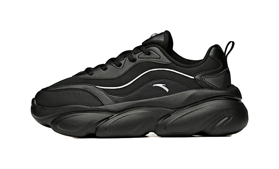 Anta Shock Absorbers Slip Resistant Abrasion Resistant Breathable Low top Chunky Sneakers Women's Black  VJSNEAKER