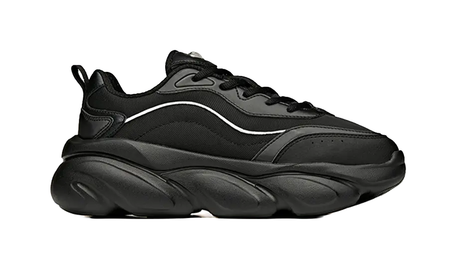 Anta Shock Absorbers Slip Resistant Abrasion Resistant Breathable Low top Chunky Sneakers Women's Black  VJSNEAKER