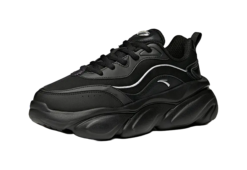 Anta Shock Absorbers Slip Resistant Abrasion Resistant Breathable Low top Chunky Sneakers Women's Black  VJSNEAKER