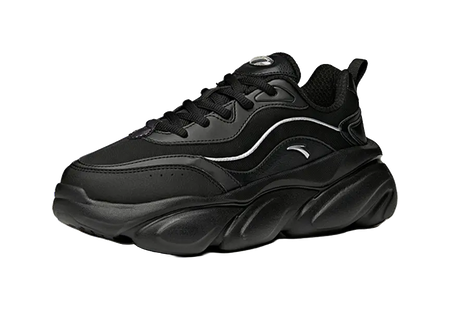 Anta Shock Absorbers Slip Resistant Abrasion Resistant Breathable Low top Chunky Sneakers Women's Black  VJSNEAKER