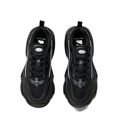 Anta Shock Absorbers Slip Resistant Abrasion Resistant Breathable Low top Chunky Sneakers Women's Black  VJSNEAKER