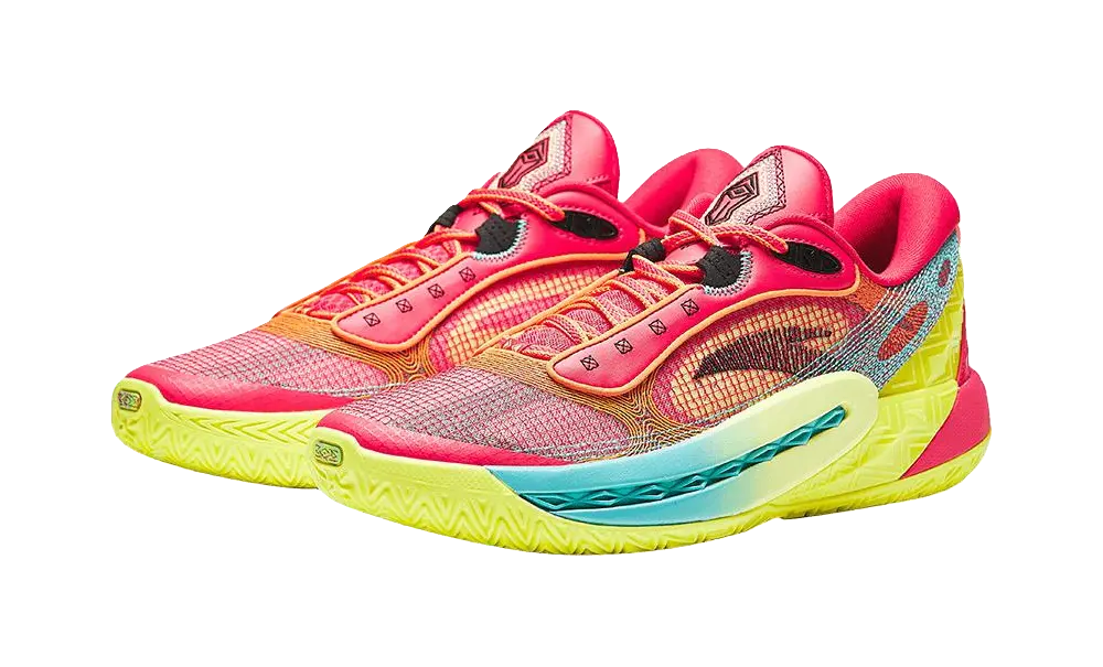 Anta Shock Absorbers Slip Resistant Low top Basketball Shoes Mens Red Yellow  vjsneaker.com