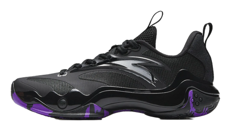 Anta Shock Wave 4 Anti-Slip And Wear-Resistant Breathable Low-Top Basketball Shoes Mens Black Silver Purple  vjsneaker.com