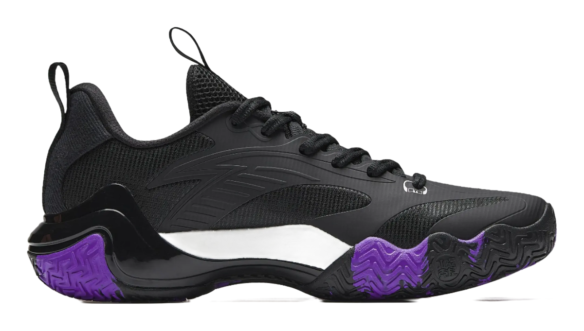 Anta Shock Wave 4 Anti-Slip And Wear-Resistant Breathable Low-Top Basketball Shoes Mens Black Silver Purple  vjsneaker.com