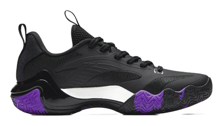 Anta Shock Wave 4 Anti-Slip And Wear-Resistant Breathable Low-Top Basketball Shoes Mens Black Silver Purple  vjsneaker.com