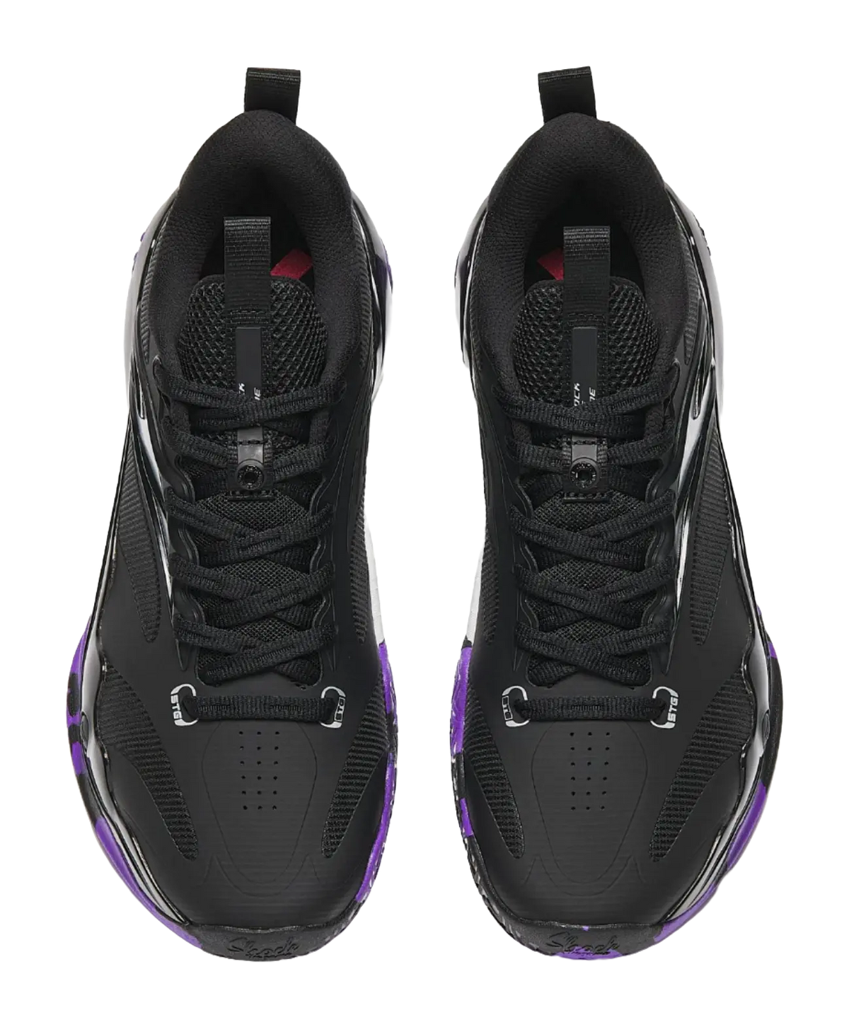 Anta Shock Wave 4 Anti-Slip And Wear-Resistant Breathable Low-Top Basketball Shoes Mens Black Silver Purple  vjsneaker.com
