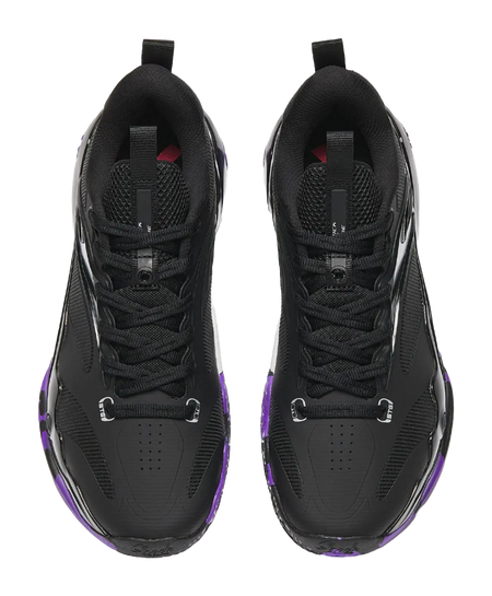 Anta Shock Wave 4 Anti-Slip And Wear-Resistant Breathable Low-Top Basketball Shoes Mens Black Silver Purple  vjsneaker.com