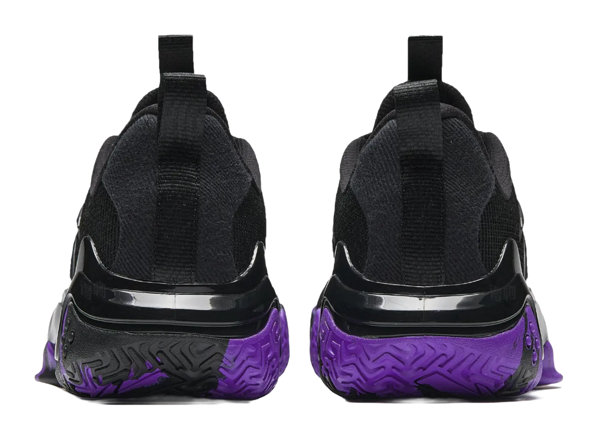 Anta Shock Wave 4 Anti-Slip And Wear-Resistant Breathable Low-Top Basketball Shoes Mens Black Silver Purple  vjsneaker.com