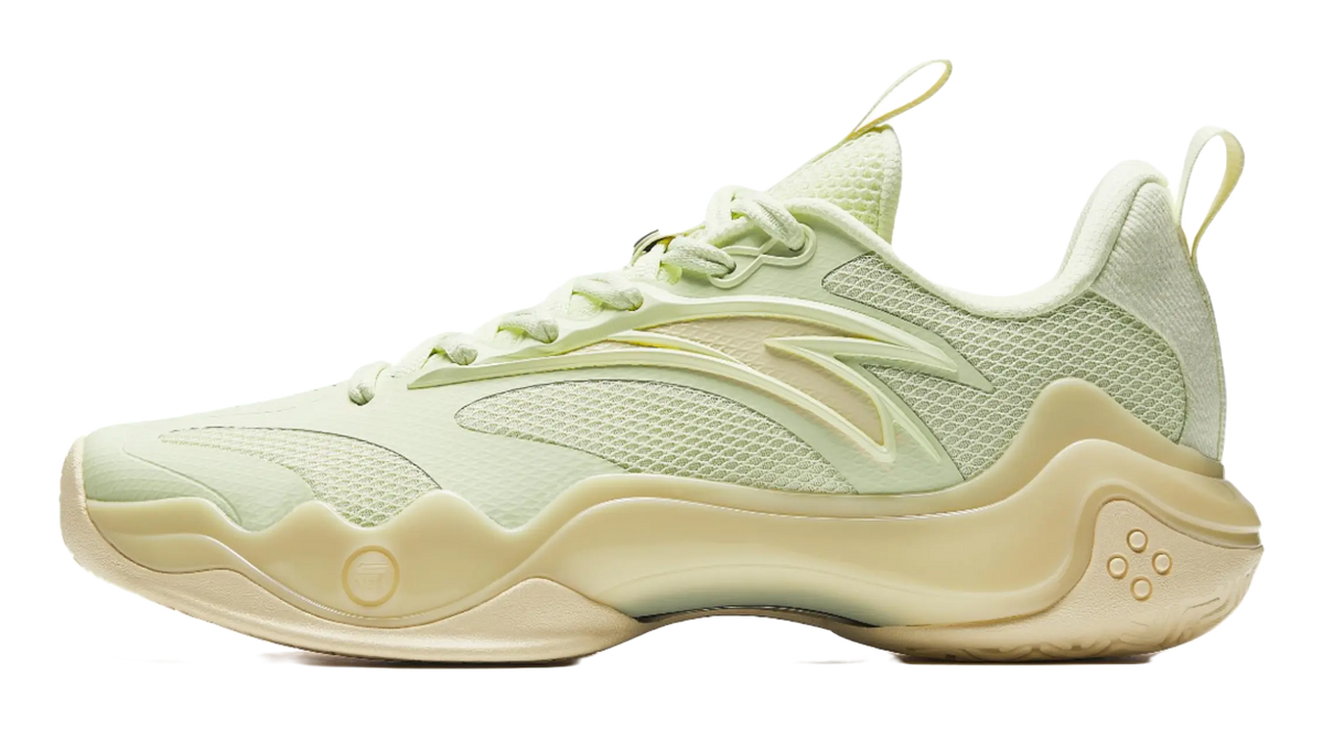 Anta Shock Wave 4 Anti-Slip And Wear-Resistant Breathable Low-Top Basketball Shoes Mens Green Yellow  vjsneaker.com