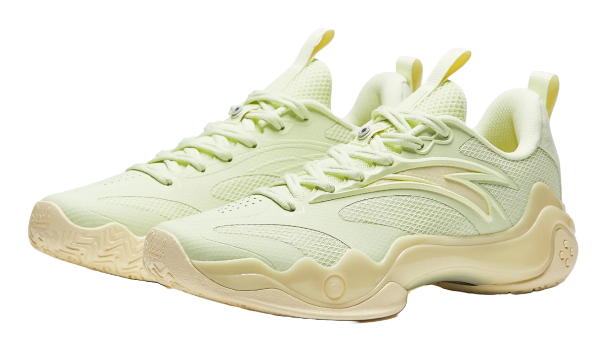 Anta Shock Wave 4 Anti-Slip And Wear-Resistant Breathable Low-Top Basketball Shoes Mens Green Yellow  vjsneaker.com