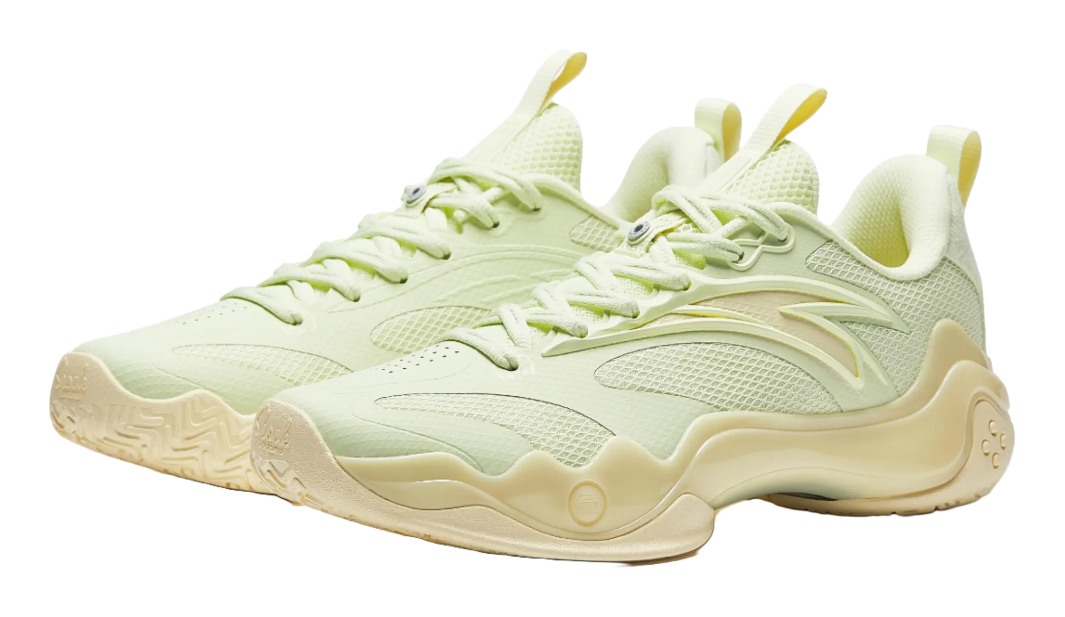 Anta Shock Wave 4 Anti-Slip And Wear-Resistant Breathable Low-Top Basketball Shoes Mens Green Yellow  vjsneaker.com