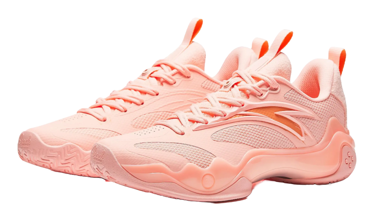 Anta Shock Wave 4 Anti-Slip And Wear-Resistant Breathable Low-Top Basketball Shoes Mens Pink Orange  vjsneaker.com