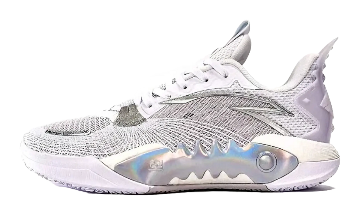 Anta Shock Wave 5 Cushioning Wear-Resistant Low-Top Basketball Shoes Mens White 