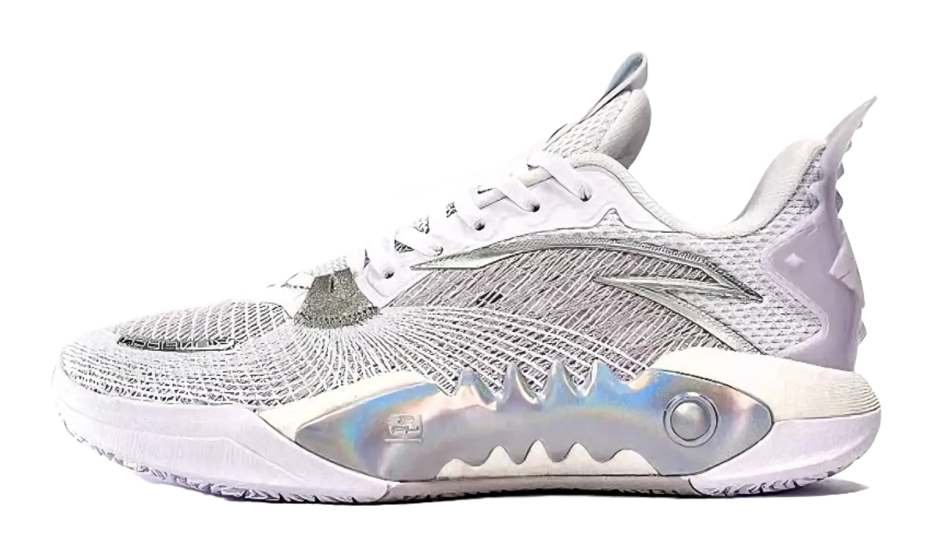 Anta Shock Wave 5 Cushioning Wear-Resistant Low-Top Basketball Shoes Mens White 