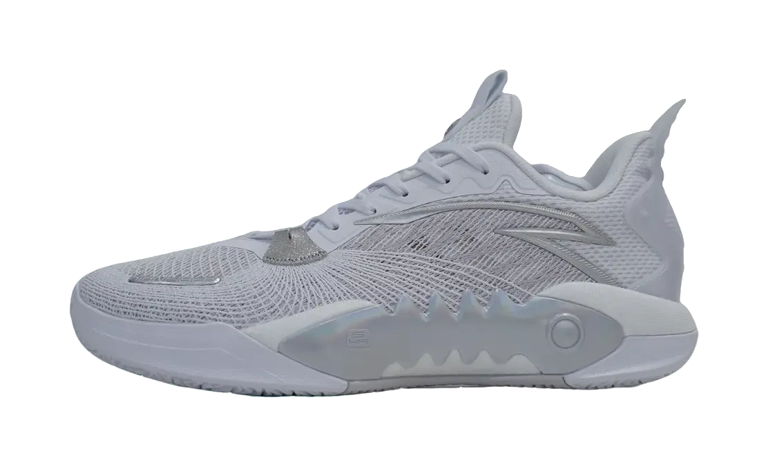 Anta Shock Wave 5 Cushioning Wear-Resistant Low-Top Basketball Shoes Mens White 