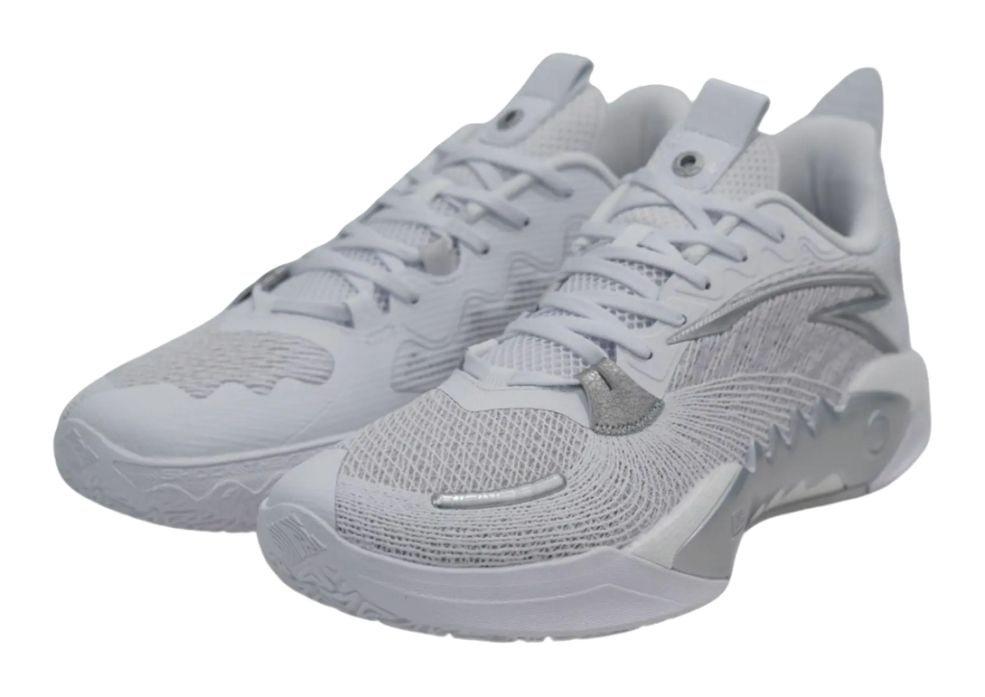 Anta Shock Wave 5 Cushioning Wear-Resistant Low-Top Basketball Shoes Mens White 