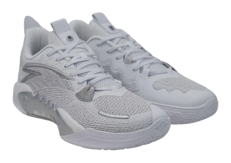 Anta Shock Wave 5 Cushioning Wear-Resistant Low-Top Basketball Shoes Mens White 