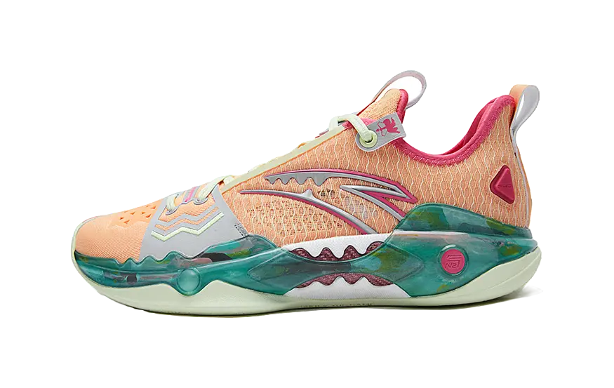 Anta Shock Wave 5 Pro Low-Top Basketball Shoes Men's Nitrogen Tech Peach Orange orange-red