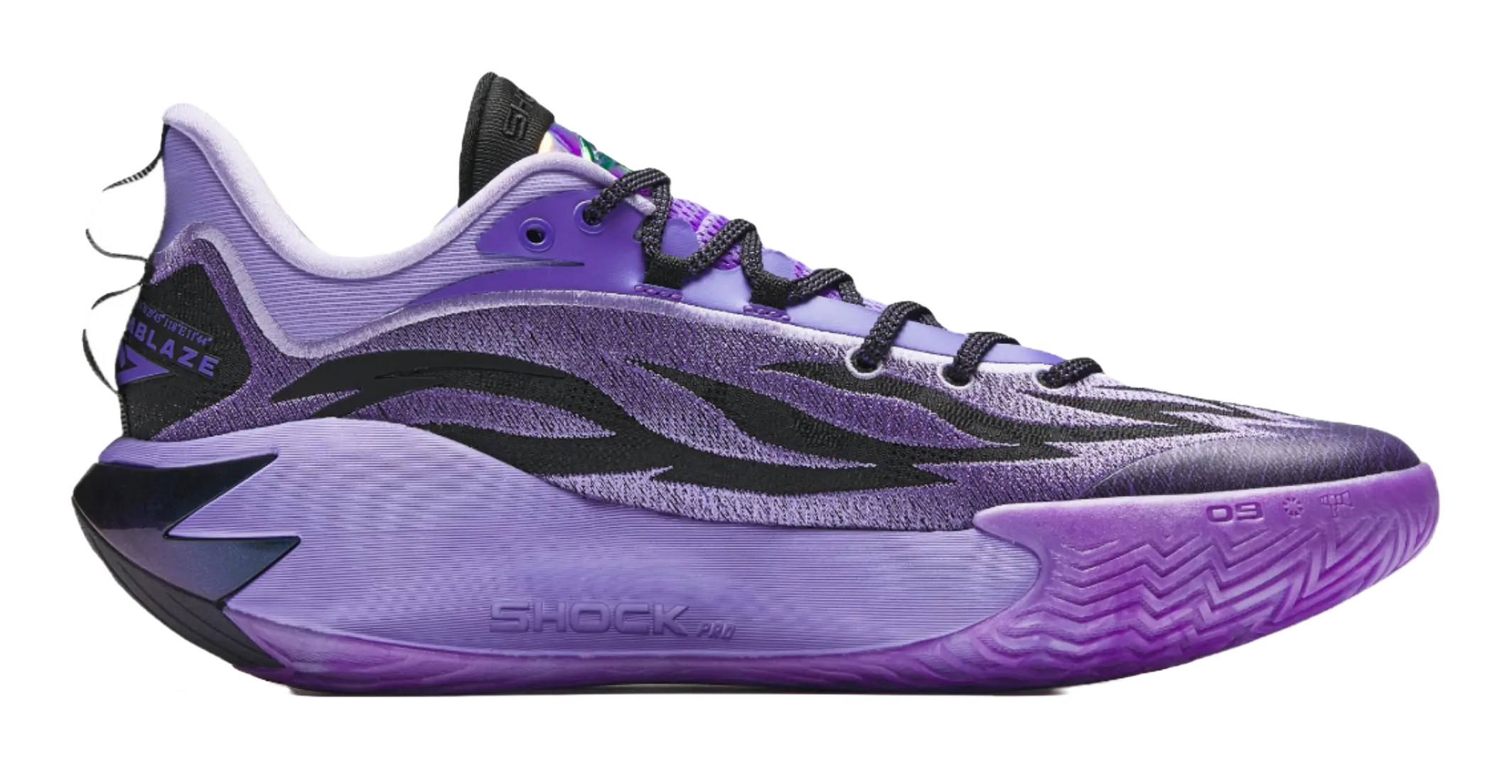 Anta Shock Wave 7 Anti Slip Wear Resistant Low Top Midfoot Carbon Plate Basketball Shoes Mens Purple 
